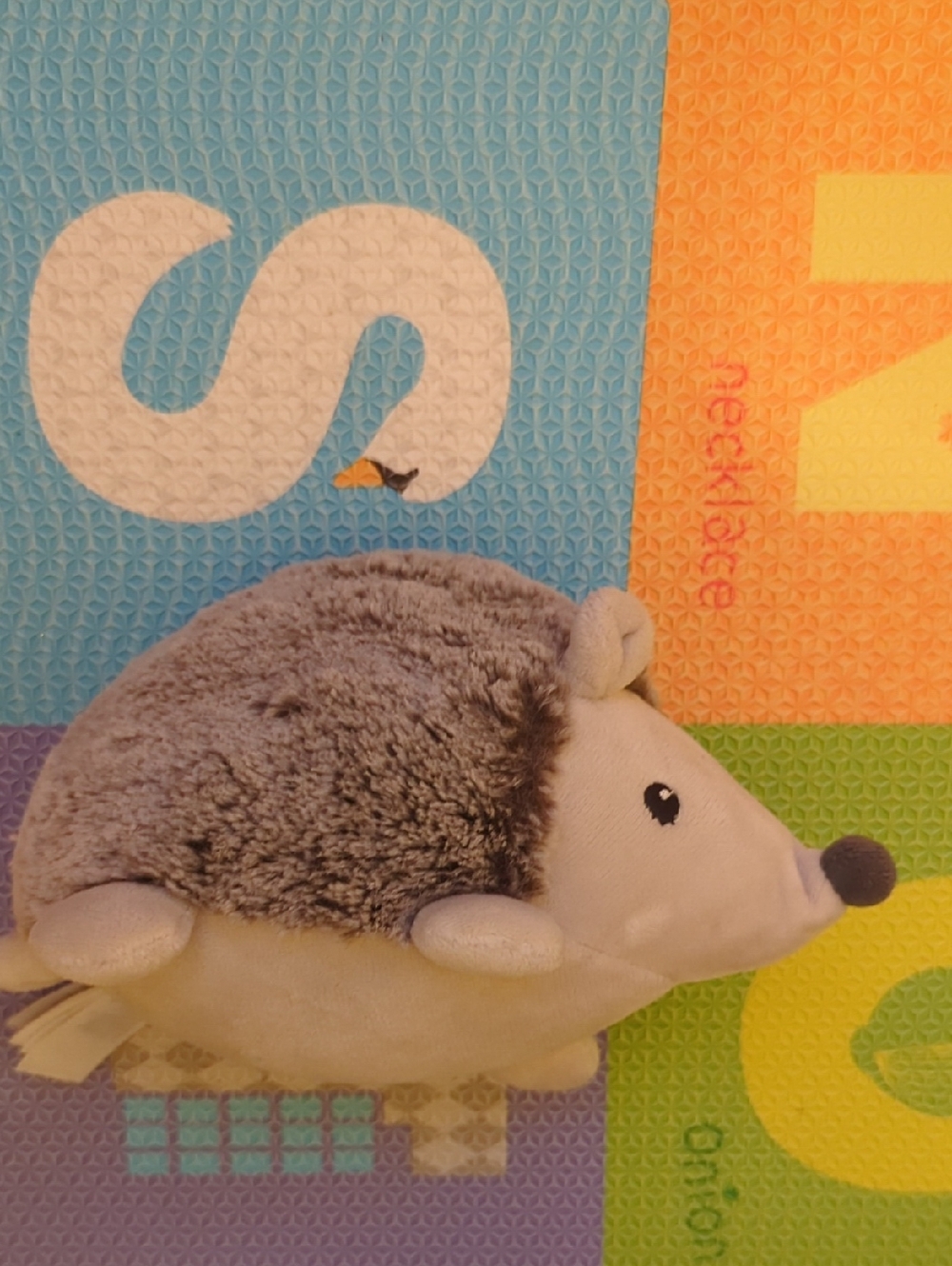 Plush Hedgehog Small Pet Toy - Gray and Cream